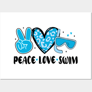 Peace love swim - swimmer design Posters and Art